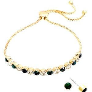 Charter Club Gold-Tone 2-Pc. Set Crystal May Birthstone Bolo Bracelet & Studs